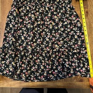 Love, Maven Black Floral Mini Skirt with Ruffle Hem